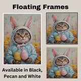 Whiskers in Bloom: Charming Cat Dressed for a Joyful Spring Celebration on Canvas Wrap, Framed Print, or Rolled Artwork