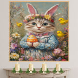 Pastel Paws: Stylish Cat Posing in a Charming Holiday Ensemble on Canvas Wrap, Framed Print, or Rolled Artwork