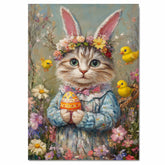 Pastel Paws: Stylish Cat Posing in a Charming Holiday Ensemble on Canvas Wrap, Framed Print, or Rolled Artwork