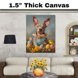 Springtime Charm: Catahoula Leopard Dog in Seasonal Attire on Canvas, Framed Print, or Rolled Art