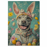 Festive Pup: Catahoula Leopard Dog Dressed for Spring Celebration on Canvas Wrap, Framed Print, or Rolled Artwork