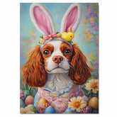 Regal Elegance: Cavalier King Charles Spaniel Dressed for a Festive Spring Celebration on Art Print, Canvas, or Framed Decor