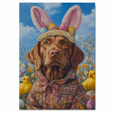 Festive Chesapeake Bay Retriever in Seasonal Attire - Adorable Springtime Artwork on Canvas or Print