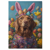 Springtime Chesapeake Bay Retriever Dressed for the Holiday - Charming Seasonal Pet Art on Canvas or Print