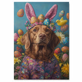 Springtime Chesapeake Bay Retriever Dressed for the Holiday - Charming Seasonal Pet Art on Canvas or Print