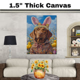 Festive Chesapeake Bay Retriever in Seasonal Attire - Adorable Springtime Artwork on Canvas or Print