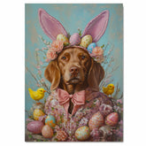 Festive Chesapeake Bay Retriever in a Cheerful Spring Ensemble on Canvas or Print