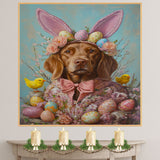 Festive Chesapeake Bay Retriever in a Cheerful Spring Ensemble on Canvas or Print