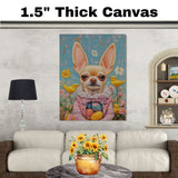Festive Chihuahua in a Charming Easter Ensemble on Canvas Wrap, Framed Print, or Rolled Artwork