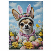 Easter Charm: Cute Chihuahua in a Festive Outfit on Canvas Wrap, Framed Print, or Rolled Artwork