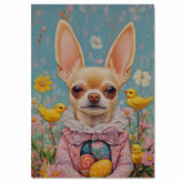 Festive Chihuahua in a Charming Easter Ensemble on Canvas Wrap, Framed Print, or Rolled Artwork