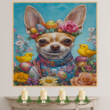 Springtime Joy: Adorable Chihuahua Dressed for Easter on Canvas Wrap, Framed Print, or Rolled Artwork