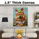 Easter Chow Chow Art, Cute Pet Portrait for Spring Home Decor, Holiday Gifts for Dog Lovers, Dog Wall Art on Canvas Wrap, Framed Print, or Rolled Artwork