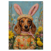 Easter Dachshund Art, Cute Pet Portrait for Spring Home Decor, Holiday Gifts for Dog Lovers, Dog Wall Art on Canvas Wrap, Framed Print, or Rolled Artwork