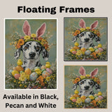 Dalmatian in Easter Attire, Cute Pet Portrait for Spring Home Decor, Holiday Gifts for Dog Lovers, Dog Wall Art on Canvas Wrap, Framed Print, or Rolled Artwork