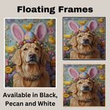 Golden Retriever in Easter Outfit, Cute Pet Portrait for Spring Home Decor, Holiday Gifts for Dog Lovers, Dog Wall Art on Canvas Wrap, Framed Print, or Rolled Artwork