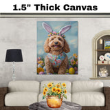 Goldendoodle in Easter Outfit, Cute Pet Portrait for Spring Home Decor, Holiday Gifts for Dog Lovers, Dog Wall Art on Canvas Wrap, Framed Print, or Rolled Artwork