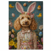 Goldendoodle in Easter Costume, Cute Pet Portrait for Spring Home Decor, Holiday Gifts for Dog Lovers, Dog Wall Art on Canvas Wrap, Framed Print, or Rolled Artwork