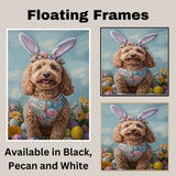 Goldendoodle in Easter Outfit, Cute Pet Portrait for Spring Home Decor, Holiday Gifts for Dog Lovers, Dog Wall Art on Canvas Wrap, Framed Print, or Rolled Artwork