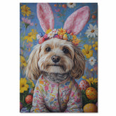 Havanese Dog Easter Outfit, Adorable Spring Art for Dog Lovers, Dog Wall Art on Canvas Wrap, Framed Print, or Rolled Artwork for Living Room or Bedroom