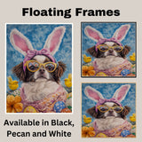 Japanese Chin Dog in Easter Outfit, Cute Spring Art for Dog Lovers, Holiday Gift for Japanese Chin Owners, Dog Wall Art on Canvas Wrap, Framed Print, or Rolled Artwork for Living Room or Bedroom