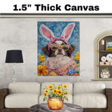 Japanese Chin Dog in Easter Outfit, Cute Spring Art for Dog Lovers, Holiday Gift for Japanese Chin Owners, Dog Wall Art on Canvas Wrap, Framed Print, or Rolled Artwork for Living Room or Bedroom