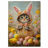Kitten in Easter Outfit, Adorable Spring Art for Cat Lovers, Holiday Decor for Easter, Cute Pet Portrait for Home, Cat Wall Art on Canvas Wrap, Framed Print, or Rolled Artwork for Bedroom or Living Room