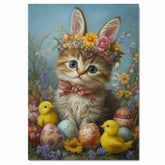Kitten in Easter Outfit, Sweet Spring Artwork for Cat Lovers, Perfect Easter Gift, Cute Cat Portrait for Home Decor, Wall Art on Canvas Wrap, Framed Print, or Rolled Artwork for Living Room or Bedroom