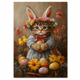 Kitten in Easter Outfit, Lovely Spring Art for Cat Lovers, Easter Holiday Decorations, Cute Cat Portrait for Home, Wall Art on Canvas Wrap, Framed Print, or Rolled Artwork for Living Room or Bedroom
