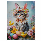 Kitten in Easter Outfit, Cute Spring Artwork for Easter, Perfect Gift for Cat Lovers, Adorable Cat Portrait for Home Decor, Wall Art on Canvas Wrap, Framed Print, or Rolled Artwork for Bedroom or Living Room
