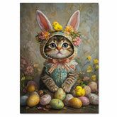 Kitten in Easter Outfit, Cute Spring Art for Cat Lovers, Easter Gift for Pet Owners, Adorable Cat Portrait for Home Decor, Wall Art on Canvas Wrap, Framed Print, or Rolled Artwork for Living Room or Bedroom