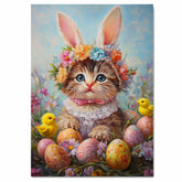 Kitten in Easter Outfit, Sweet Spring Art for Cat Lovers, Holiday Decor for Easter, Cute Pet Portrait for Home, Cat Wall Art on Canvas Wrap, Framed Print, or Rolled Artwork for Living Room or Bedroom