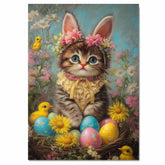 Kitten in Easter Outfit, Adorable Spring Art for Cat Lovers, Easter Holiday Gift, Cute Pet Portrait for Home Decor, Cat Wall Art on Canvas Wrap, Framed Print, or Rolled Artwork for Bedroom or Living Room