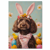 Labradoodle in Easter Outfit, Cute Dog Art for Spring, Perfect Gift for Labradoodle Owners, Dog Wall Art on Canvas Wrap, Framed Print, or Rolled Artwork for Living Room or Bedroom