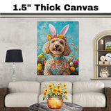 Labradoodle in Easter Costume, Adorable Spring Art for Dog Lovers, Easter Holiday Gift for Labradoodle Owners, Dog Wall Art on Canvas Wrap, Framed Print, or Rolled Artwork for Bedroom or Living Room