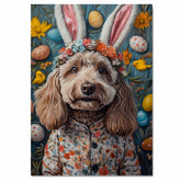 Labradoodle in Easter Outfit, Spring Dog Art for Labradoodle Lovers, Holiday Gift for Dog Owners, Dog Wall Art on Canvas Wrap, Framed Print, or Rolled Artwork for Bedroom or Living Room