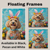 Labradoodle in Easter Costume, Adorable Spring Art for Dog Lovers, Easter Holiday Gift for Labradoodle Owners, Dog Wall Art on Canvas Wrap, Framed Print, or Rolled Artwork for Bedroom or Living Room