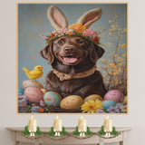 Labrador Retriever in Easter Outfit, Sweet Spring Art for Dog Lovers, Holiday Gift for Labrador Owners, Dog Wall Art on Canvas Wrap, Framed Print, or Rolled Artwork for Bedroom or Living Room