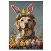 Labrador Retriever in Easter Outfit, Cute Dog Art for Spring, Perfect Easter Gift for Labrador Owners, Dog Wall Art on Canvas Wrap, Framed Print, or Rolled Artwork for Living Room or Bedroom