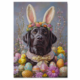 Labrador Retriever Dog in Easter Costume, Cute Pet Art for Spring, Holiday Gift for Dog Lovers, Dog Wall Art on Canvas Wrap, Framed Print, or Rolled Artwork for Living Room or Bedroom
