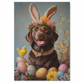 Labrador Retriever in Easter Outfit, Sweet Spring Art for Dog Lovers, Holiday Gift for Labrador Owners, Dog Wall Art on Canvas Wrap, Framed Print, or Rolled Artwork for Bedroom or Living Room
