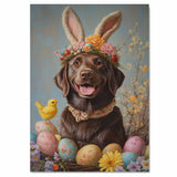 Labrador Retriever in Easter Outfit, Sweet Spring Art for Dog Lovers, Holiday Gift for Labrador Owners, Dog Wall Art on Canvas Wrap, Framed Print, or Rolled Artwork for Bedroom or Living Room