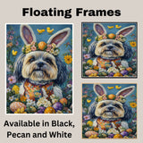 Lhasa Apso Dog in Easter Costume, Adorable Spring Art for Dog Lovers, Holiday Gift for Lhasa Apso Owners, Dog Wall Art on Canvas Wrap, Framed Print, or Rolled Artwork for Living Room or Bedroom