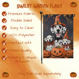 Dalmatian Pumpkins with Carving Smiles Autumn Leaves Garden Yard Flag for Dog Lovers Spider Web Bat Holiday Flag for Yard Pet Lovers Halloween Puppies Garden Flag
