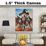 English Setter Dog Halloween Canvas Wall Art with Pumpkins Rustic Fall Accent for Cozy Autumn Homes on Ready to Hang 1.5" Thick Canvas Wrap, Floating Framed Canvas, Flat Rolled Canvas