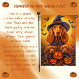Irish Setter Welcome Halloween Garden Flag with Pumpkin Lantern Bats Dog Flag for Home Yard Lawn Outdoor Decorative Gifts for Men Holiday Party Decor