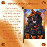 Newfoundland Dog Witch Hat Pumpkins Garden Flag Festive Decorations for Seasonal Yard Flag for Autumn Holiday Jack-O-Lantern Banner for Halloween