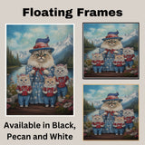 Persian Cat Family Dressed in Patriotic Outfits by a Lake with Mountains in the Background for Independence Day on Ready to Hang 1.5" Thick Canvas Wrap, Floating Framed Canvas, Flat Rolled Canvas