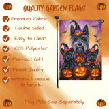 Scottish Terrier Witch Hat Garden Flag for Halloween Bats Holiday Decorative Yard Flag for Fall Pumpkin Autumn Outside House Pet Lover Yard Holiday Garden Decor