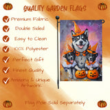 Akita Halloween Garden Flag Witch Hat Dog Fall Yard Decor Rustic Pumpkin Autumn Porch Flag Outdoor Halloween Decoration for Dog Lovers Single or Double Sided